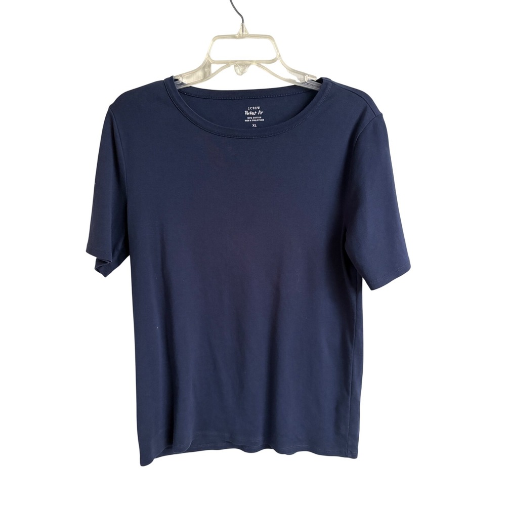 J.Crew Perfect Fit Navy Blue 100% Cotton Crewneck T-Shirt XL Short Sleeve Tee